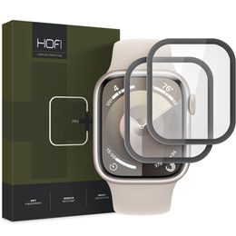 Hofi Pro+ Zaščitno kaljeno steklo, Apple Watch 7 / 8 / 9 (41 mm), črno, 2 kosa