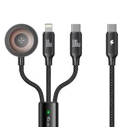Mcdodo 3σε1 καλώδιο δεδομένων (CA-4940) USB-C - Lightning / USB-C / ασύρματος φορτιστής για Apple Watch, 100 W, 1,2 m μαύρο