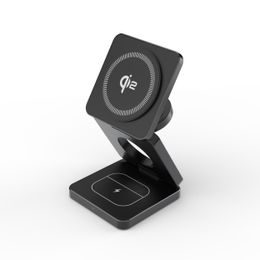 Bezprzewodowa składana ładowarka Qi2 3w1 Aluminium 15W, czarna