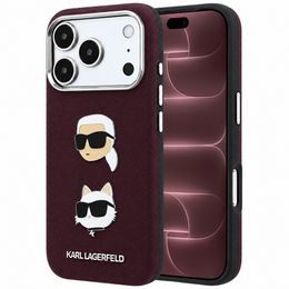 iPhone 17 Pro Max / 18 Pro Max ümbris – Karl Lagerfeld Saffiano K&C Heads Pins and Logo – burgundia