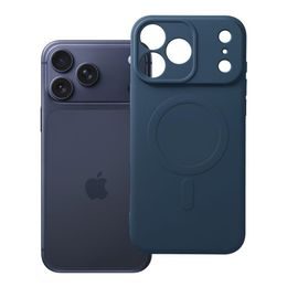 iPhone 17 Pro Max / 18 Pro Max silikona vāciņš – Silicone Mag Cover ar kameras aizsargu – zils