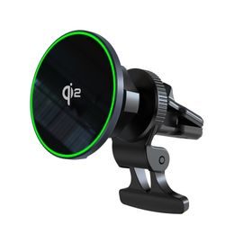 MagSafe Qi2 Halterung mit kabellosem Laden für Autolüftung, mit RGB-Beleuchtung, 15W, ABS, schwarz