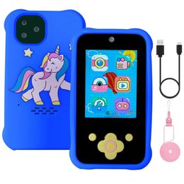 Inteligentny telefon dla dzieci z d-padem, grami, MP3, podwójnym aparatem fotograficznym i ekranem dotykowym, niebieski
