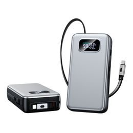 Power Bank 20.000 mAh για Laptop με PD 65W, Ενσωματωμένο Συρόμενο Καλώδιο USB-C και Lightning, Γκρι
