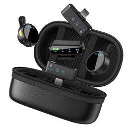 3v1 brezžični magnetni mikrofon z dvojnim sprejemnikom in polnilnim etuijem