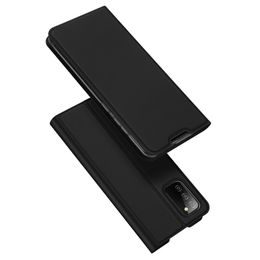 Dux Ducis Skin Leather case, husă tip carte, Samsung Galaxy A02s, neagră