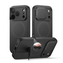 Husă Suritch MagSafe cu Suport și Protecție Cameră iPhone 17 Pro Max / 18 Pro Max, neagră