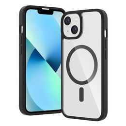 JP MagFit Clear MagSafe Hülle mit N52 Magnet, iPhone 13 / 14, schwarz