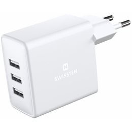 Swissten napajalni adapter 3x USB 3 A 15 W, bel