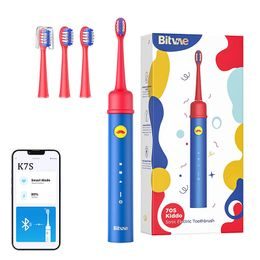 Bitvae BVK7S Szonikus fogkefe applikációval gyerekeknek, hegyes fogkefe készlet, kék színű
