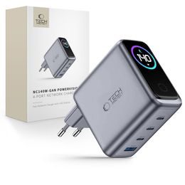Tech-Protect Powervision NC140W-GAN 4portová nabíjačka, PD 140 W / QC 3.0, sivá
