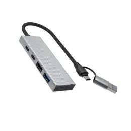 FIXED HUB Port alumínium USB-C elosztó, 4 port, USB-A adapterrel, űrszürke