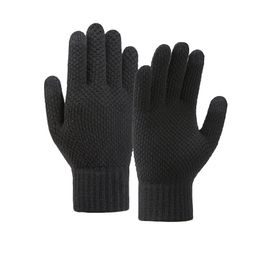 Zimné pletené rukavice na telefón, čierne