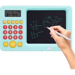 LCD Schreibtafel mit Taschenrechner für Kinder mit Lernspielen für Mathematik, blau