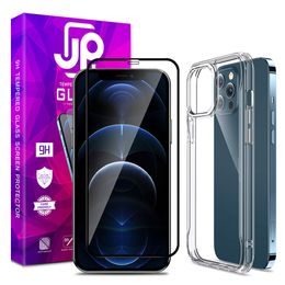 JP Dual Pack 3D Panzerglas + Transparente Case für iPhone 13 Mini - Gehärtetes Displayschutzglas mit Schutzhülle