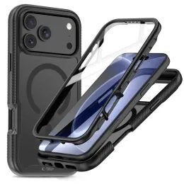 Tech-Protect Defense360 MagSafe Case für iPhone 17 Pro Max / 18 Pro Max - Hybridpanzer mit integriertem Displayschutz - Schwarz