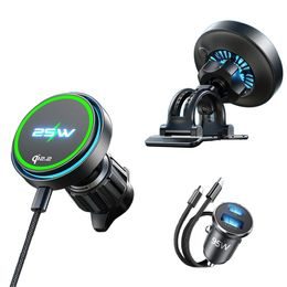 Lisen Magnetische KFZ Handyhalterung für Lüftungsgitter / Armaturenbrett mit kabelloser Ladestation W116, 25 W, Qi2.2 - Schwarz