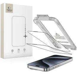 Tech-Protect Szkło hartowane Quick Set+, iPhone 15 Pro, czarne, 2 sztuki