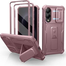 Dexnor 360 Kickstand Camprotector etui Samsung Galaxy S25 Edge, różowe