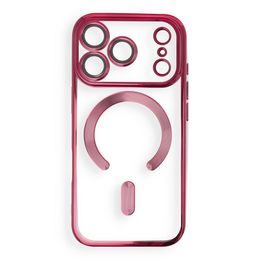 iPhone 17 Pro / 18 Pro dėklas – Electro Mag Cover su MagSafe – vyno raudona