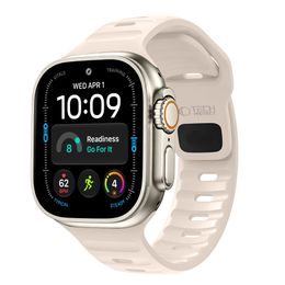 Apple Watch 8 / 9 / 10 / 11 / 12 / SE / Ultra (44 / 45 / 46 / 49 mm) kellarihm – Tech-Protect Silicone Line – beež