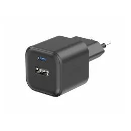 Swissten Ładowarka sieciowa GaN 1x USB-C 20W PD i 1x USB-A 18W QC, czarna