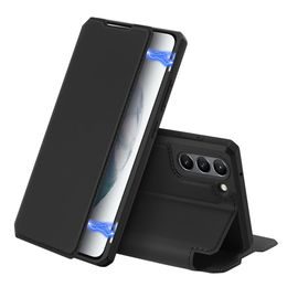 Dux Ducis Skin Leather case, könyves tok, Samsung Galaxy S21 FE, fekete