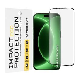 iPhone 18 Pro apsauginis stiklas – Techsuit ESD grūdintas stiklas – juoda