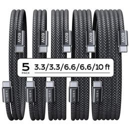 Lisen Datový kabel USB-C, 60 W, 480 Mb/s, 5 ks, 1 m / 1 m / 2 m / 2 m / 3 m, černý