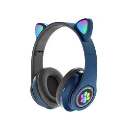 Bluetooth slušalice s mačjim ušima i mikrofonom za djecu, tamno plave