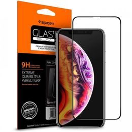 Spigen Full Cover Glass FC Zaščitno kaljeno steklo, iPhone XS MAX / 11 Pro Max, črn