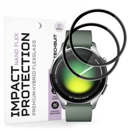 Techsuit Nano Flex Displayschutzfolie für Xiaomi Watch 5 (47mm) - Flexible PMMA Schutzfolie - 2 Stück - Schwarz