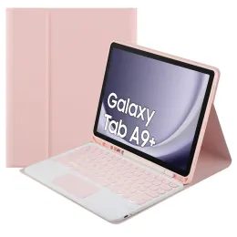 Hülle mit Bluetooth-Tastatur für Samsung Galaxy Tab A9 Plus, Rosa