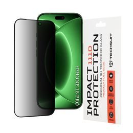 iPhone 18 Pro apsauginis stiklas – Techsuit 111D Privacy grūdintas stiklas – juoda
