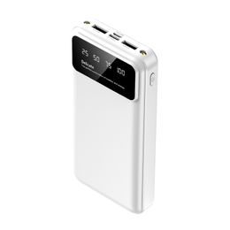 Powerbank 20000mAh, 2x USB, cu lumină LED, alb