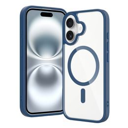 JP MagFit Clear MagSafe Hülle mit N52 Magnet, iPhone 16, blau