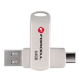 Forcell F-Data Metal Duo USB stick 64GB (USB-A / USB-C), srebrni