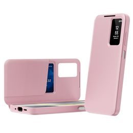 Techsuit SmartView Hülle für Samsung Galaxy A27 5G - Smart View Schutzhülle mit Sichtfenster - Rosa