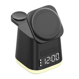 MagDock 6 Pro 6σε1 ασύρματος σταθμός φόρτισης με ρολόι και φωτισμό νυκτός για iOS και Android, μαύρο