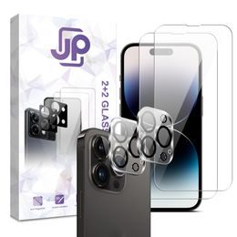JP Kombi-Pack, Set mit 2 Panzergläsern und 2 Kameralinsenfolien, iPhone 14 Pro