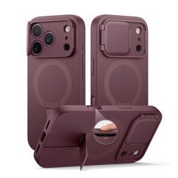 Husă Suritch MagSafe cu Suport și Protecție Cameră iPhone 17 Pro / 18 Pro, vișiniu