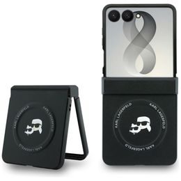 Samsung Galaxy Z Flip 8 ümbris – Karl Lagerfeld Hardcase Leather Karl&Choupette Head Pin – must