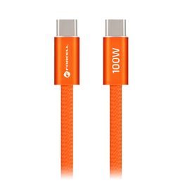 Cablu Forcell F-Energy USB-C - USB-C, QC4.0, PD, 5A, 100W, 1,2 m, portocaliu