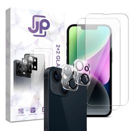 JP Kombi-Pack, Set mit 2 Panzergläsern und 2 Kameralinsenfolien für iPhone 14