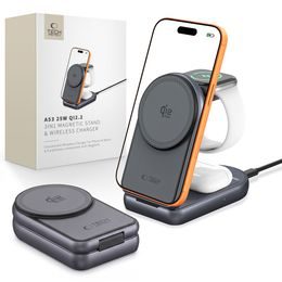Tech-Protect A53 3-i-1 MagSafe trådløs oplader, 25 W, Qi2.2, grå