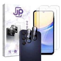 JP Kombi-Pack, Set mit 2 Panzergläsern und 2 Kameralinsenfolien, Samsung Galaxy A15