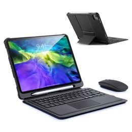 Dux Ducis kožené Bluetooth puzdro s touchpadom a klávesnicou pre iPad Air 4 / iPad Pre 11'' 2020 / iPad Pre 11'' (2018), čierne