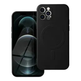 Husă Silicone Mag Cover, iPhone 12 Pro Max, neagră