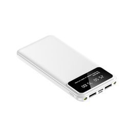 Powerbank 10000mAh, 2x USB, 1x USB-C, LED világítással, fehér színű