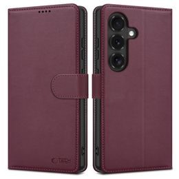 Tech-Protect Wallet Schutzhülle für Samsung Galaxy S26 FE - Kunstleder Handyhülle mit Kartenfach - Weinrot